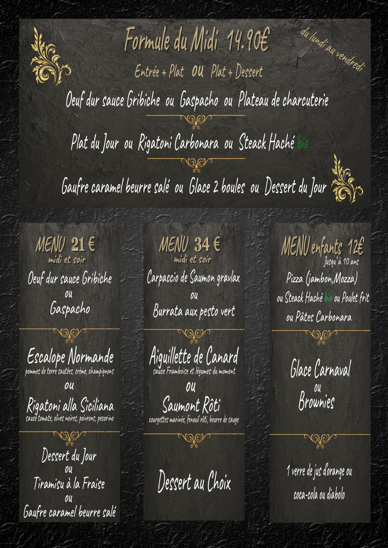 Menu été 2015